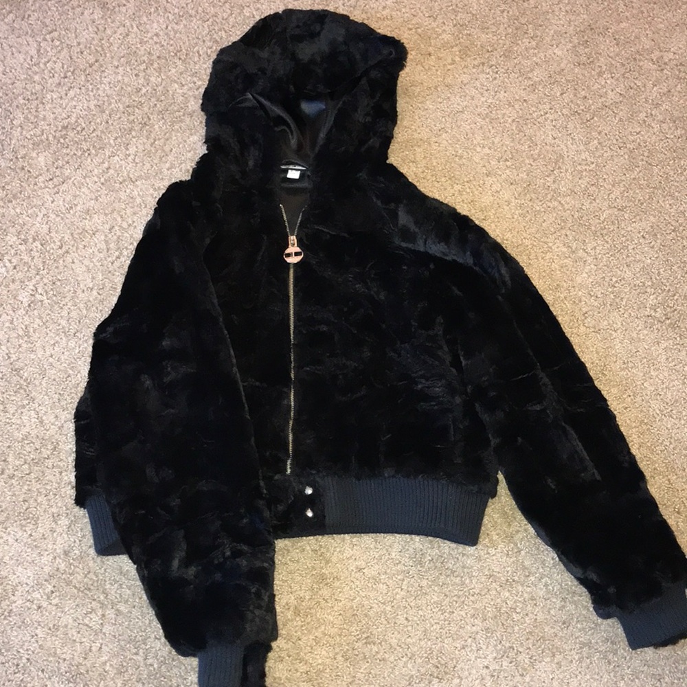Women’s Tommy Hilfiger Black Fur Bomber Jacket! XL